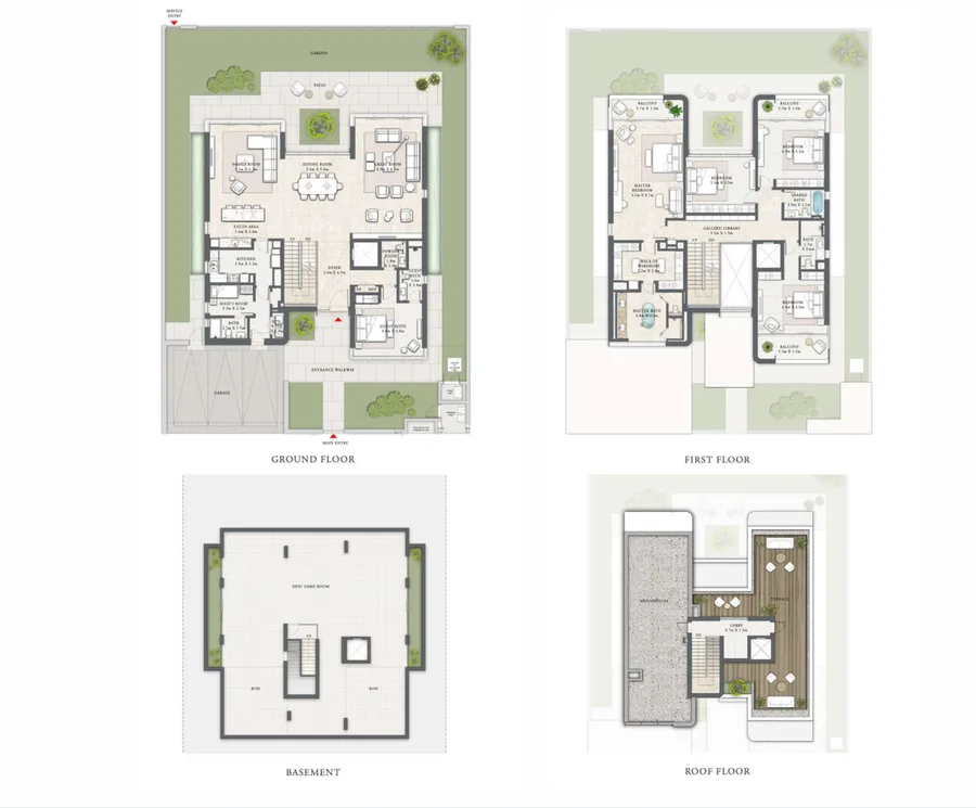 Five-Bedroom Villa on the Park and Lagoon, floor plan