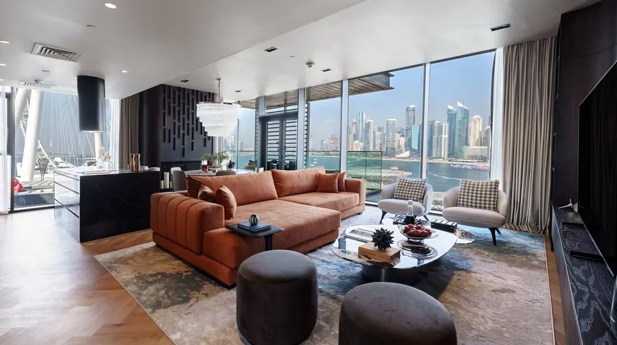 Hochgelegene Residenz mit Blick auf JBR, Bluewaters Residences