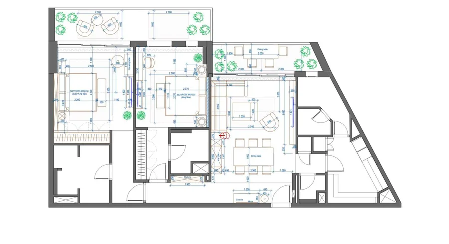Residenz in der sechsten Etage mit freiem Meerblick, Grundriss