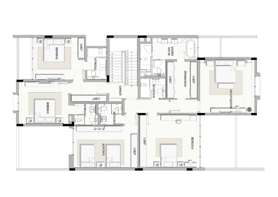 Villa mit fünf Schlafzimmern in Mangrove Village, Grundriss