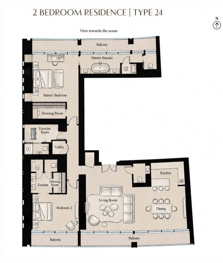 Dual-View Residence with Grand Terrace, floor plan