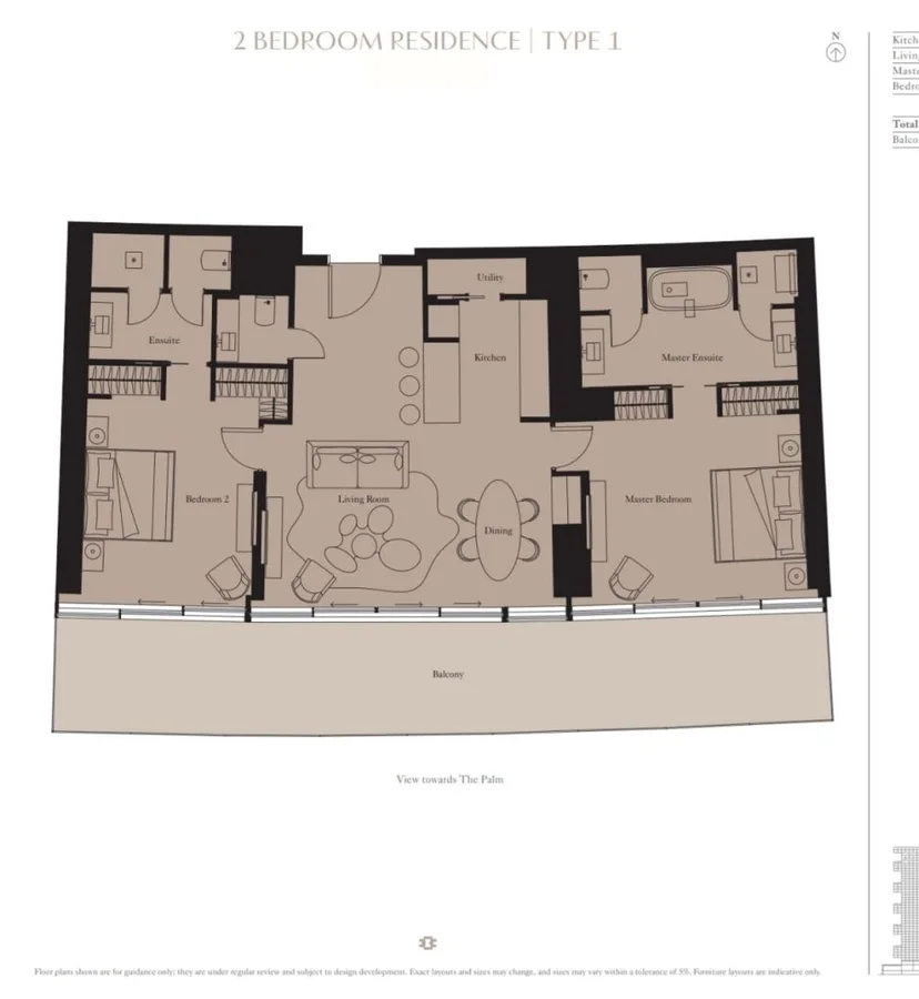 Residence with Palm and Fountain Views, floor plan