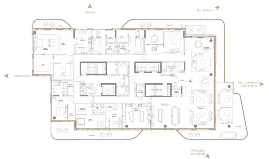 Full-Floor Penthouse with Five-Metre Ceilings, floor plan