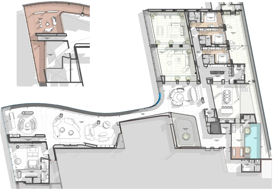 Attico The Opus con quattro camere da letto in copertura, planimetria