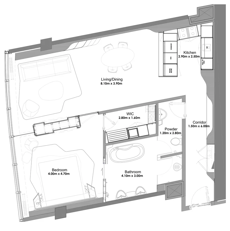 Attico The Opus con quattro camere da letto in copertura, planimetria